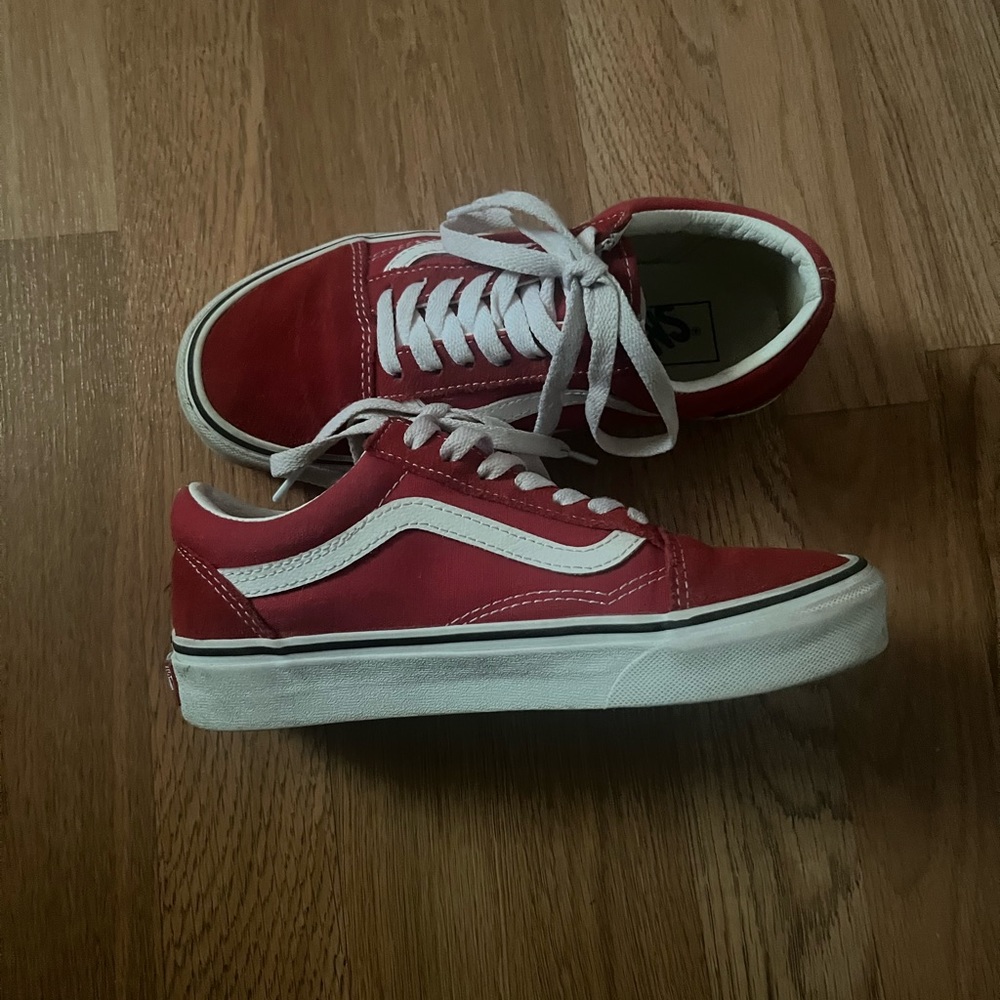 Red Old Skool Vans ( Racing Red/True White )